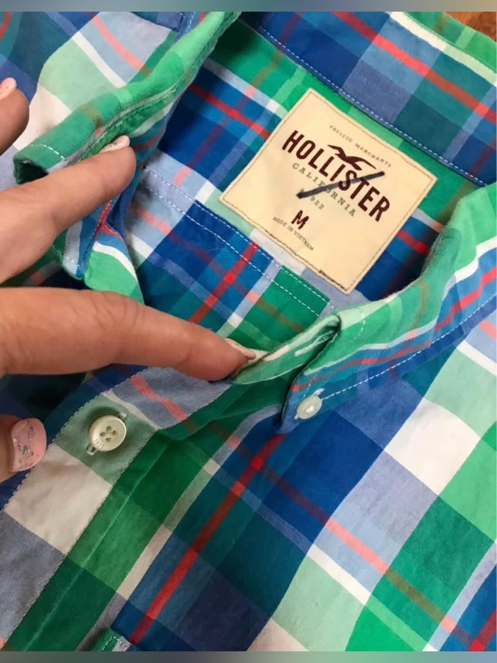 Hollister Plaid Button-up Short-sleeve Polo Shirt, Sz Med